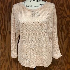 Lark Open Knit Sweater Beige Lightweight Pullover | Size XL